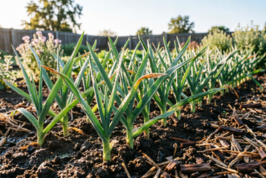 Чесноку в апреле - не только полив: 20 г на 10 л воды - растет как густой лес Создано с помощью ИИ