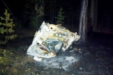 В Бурятии иномарка перевернулась и загорелась, пострадали два человека