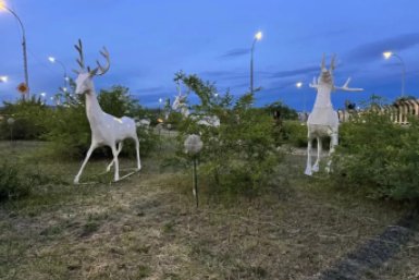 Светящихся оленей в Улан-Удэ восстановили, вандала ищут