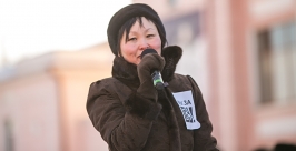 Сотрудники БГУ на митинге Анна Огородник, UlanMedia