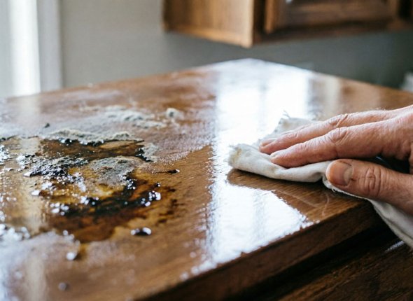 Капаю на ватный диск — вековая липкость со шкафов сходит "ошмётками": сверхбыстрая уборка с эффектом "дорого-богато"