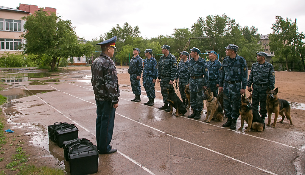 Ливень сорвал показательные выступления сотрудников УФСИН со служебными собаками в Бурятии, Фото с места события собственное