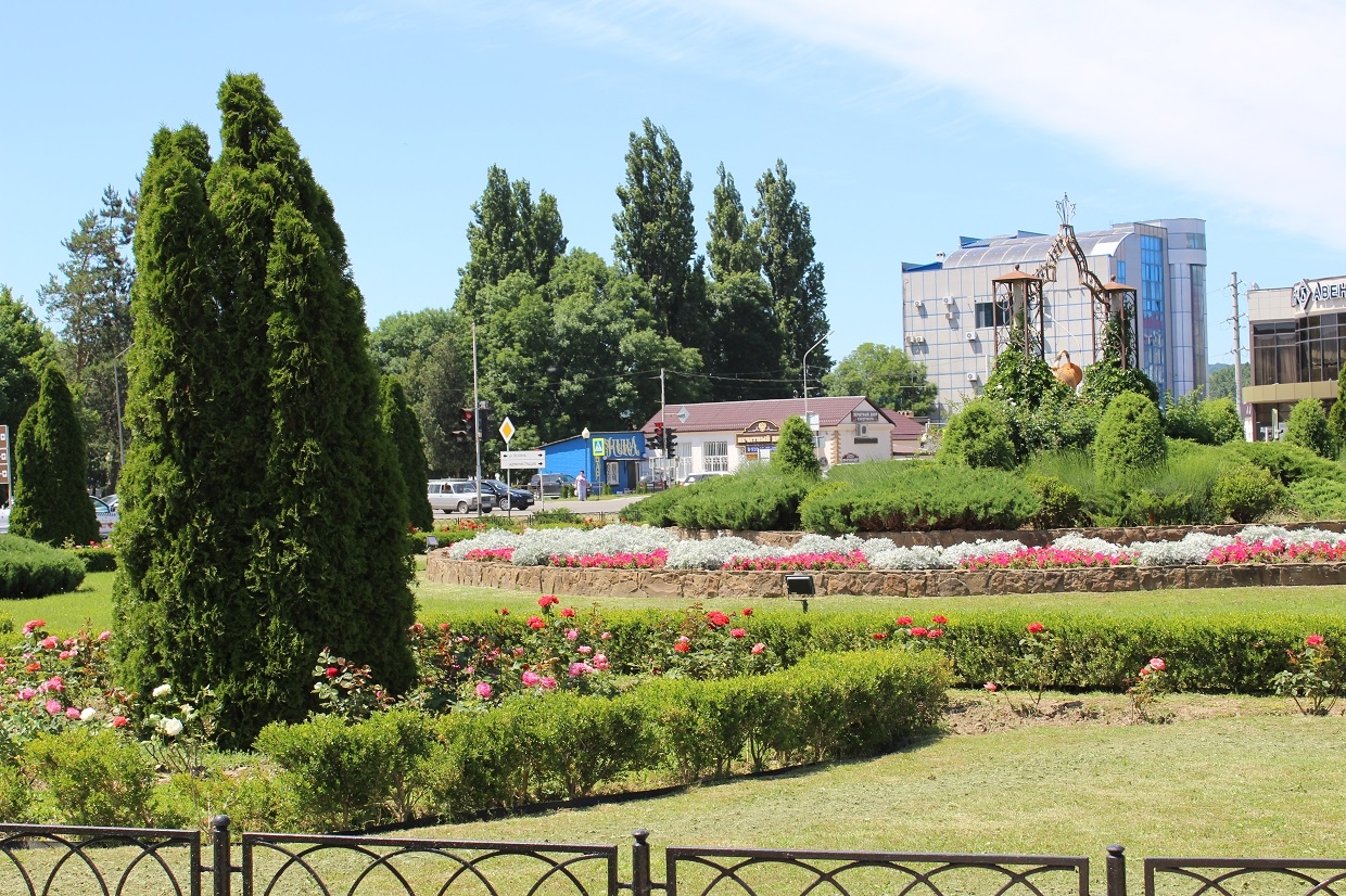 г.Горячий Ключ (Краснодарский край), зелень, улица,благоустройство, клумбы, цветы, курорт Людмила Лата, ИА KrasnodarMedia